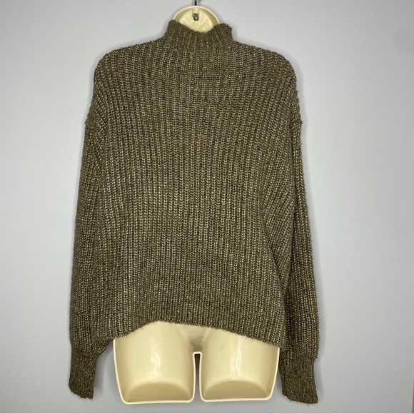 Ann Taylor Brown Graige Sparkly Chunky Knit Sweater High Neck - Picture 5 of 7
